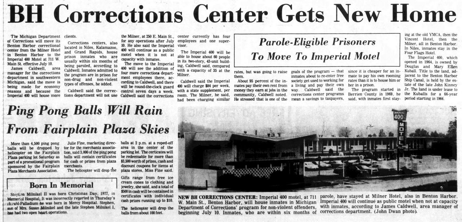 Imperial 400 Motel - June 1978 Article On Corrections Dept Takeover